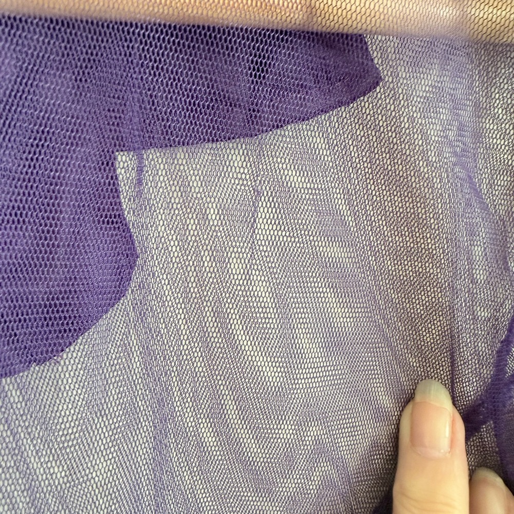 Sheer Purple Mesh Button Down Top | XL | Satin Trim | Y2K Layering Blouse - Picture 4 of 4